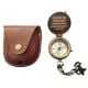 Brass Pocket Compass with Leather Case Quote